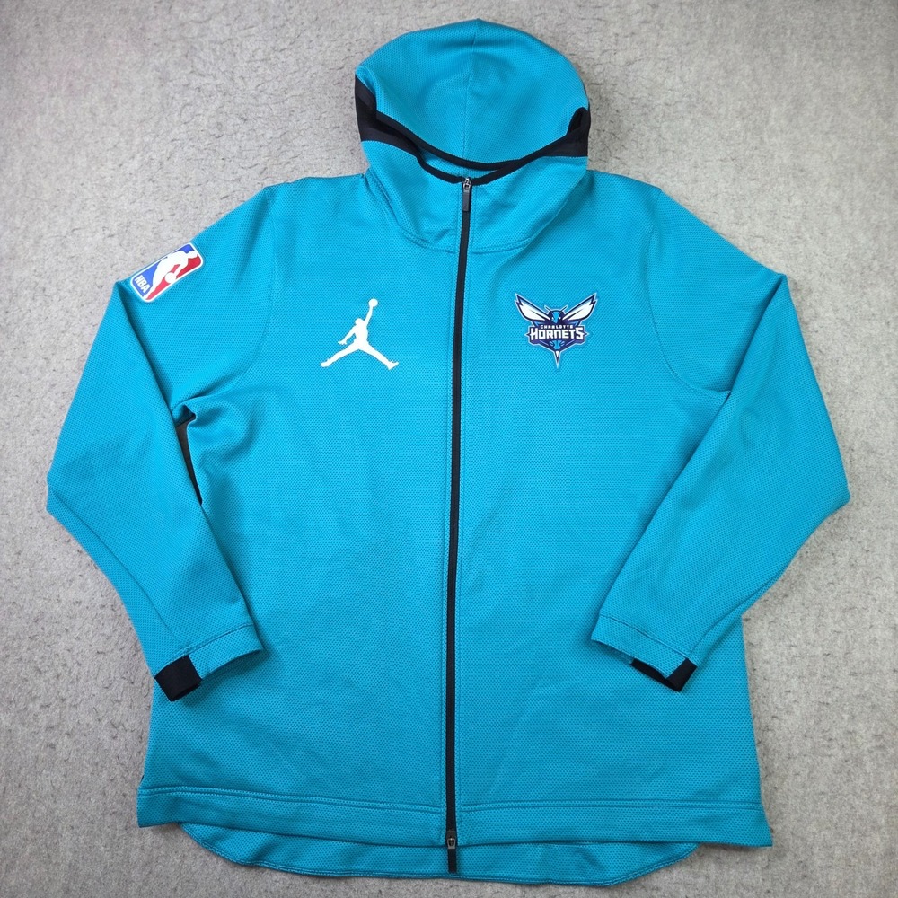 Jordan NBA Charlotte Hornets Basketball Full Zip Hooded Jacket Men's 2XL Blue